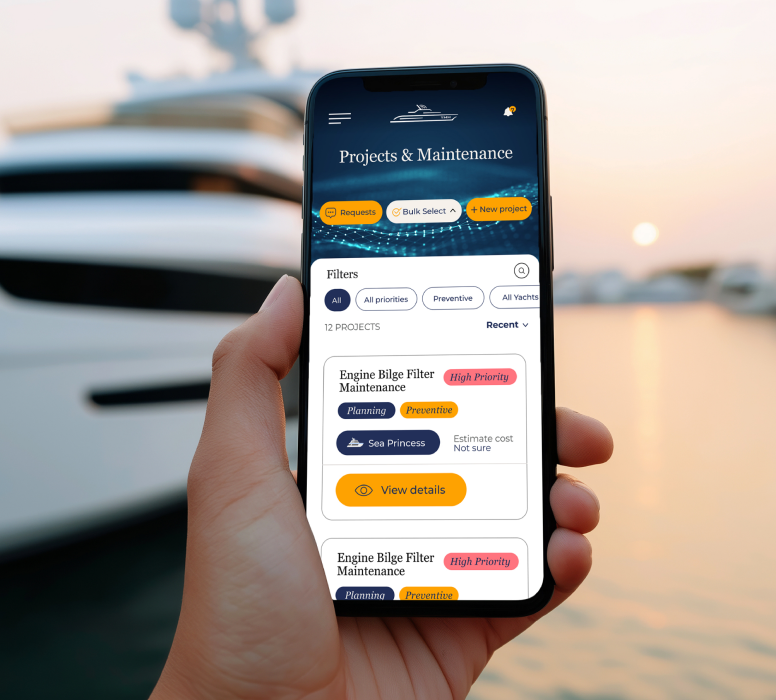 Yacht Masters Hub app on a phone